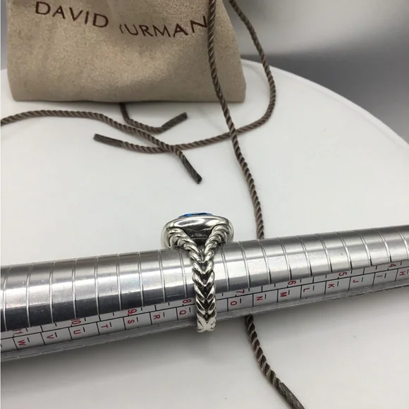 David Yurman Silver Blue Topaz Albion Ring New! Sz 7.5 - Picture 4 of 6